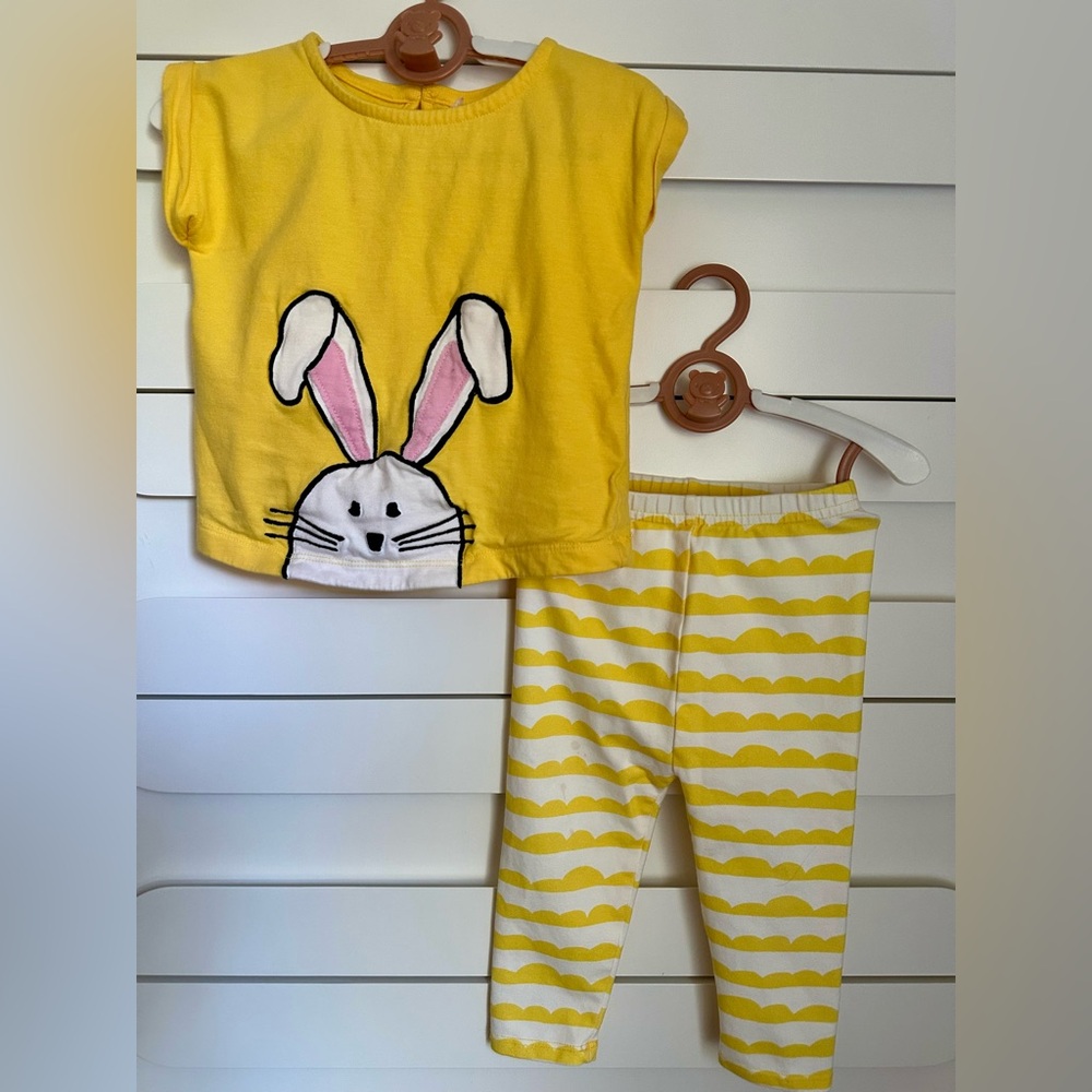Hanna Andersson Bunny Top and Leggings Set Size 12M